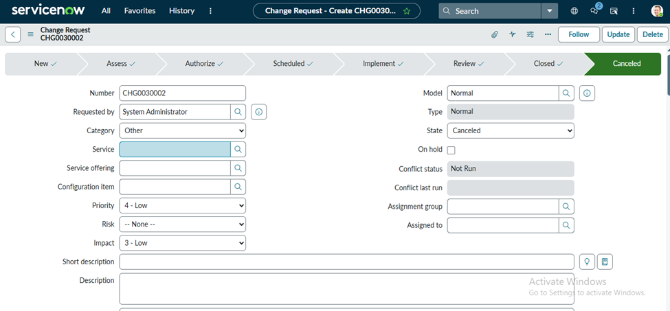 Change Management In ServiceNow