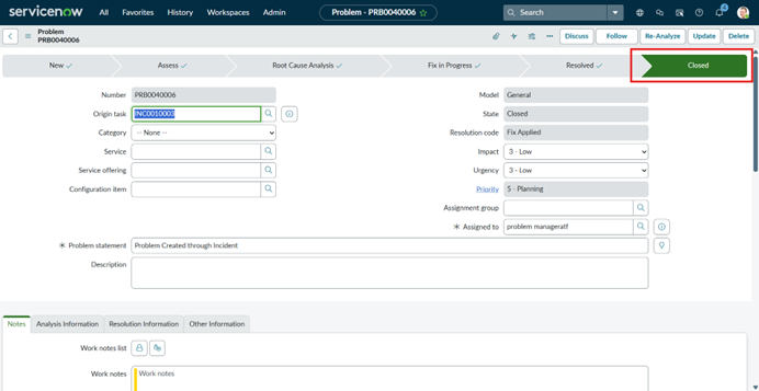 Problem Management In ServiceNow