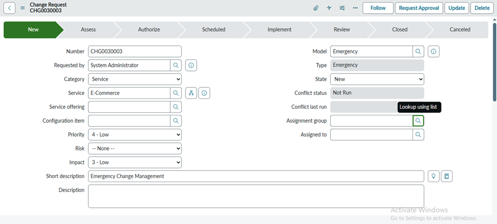 Change Management In ServiceNow