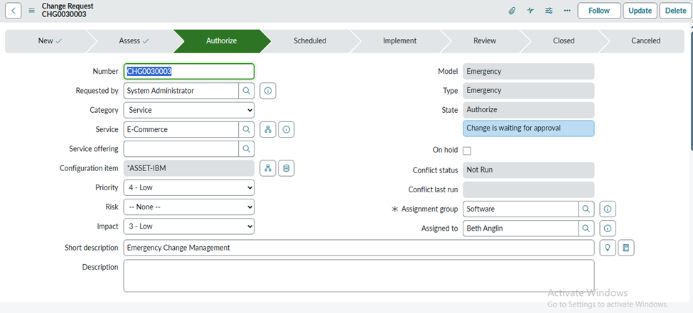 Change Management In ServiceNow