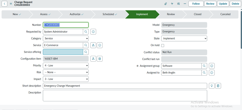 Change Management In ServiceNow