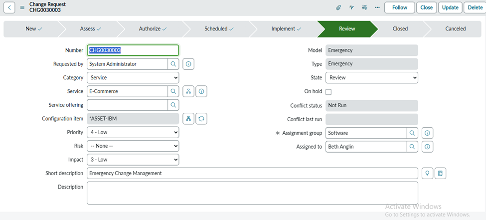 Change Management In ServiceNow
