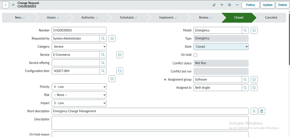 Change Management In ServiceNow