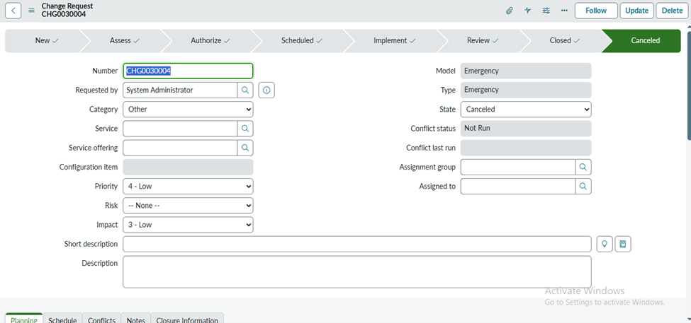 Change Management In ServiceNow
