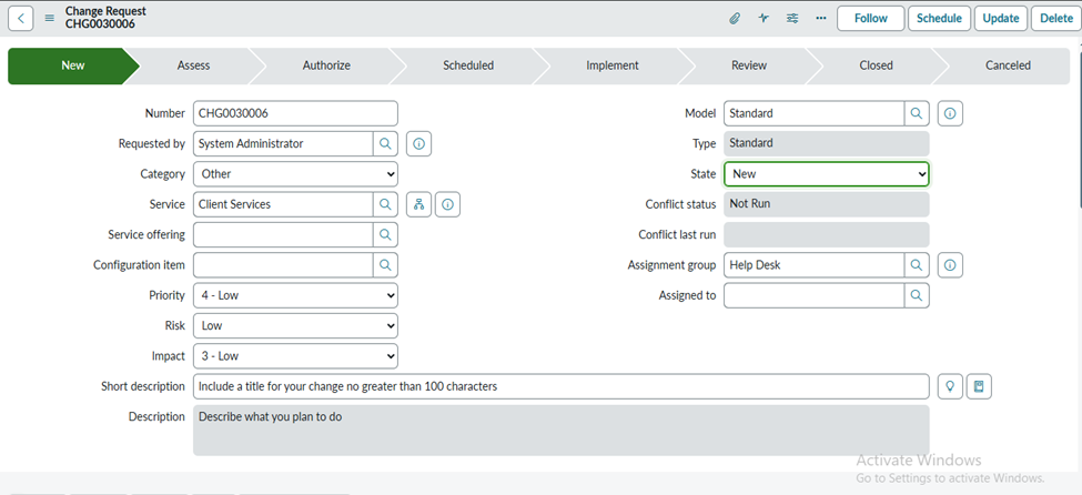 Change Management In ServiceNow