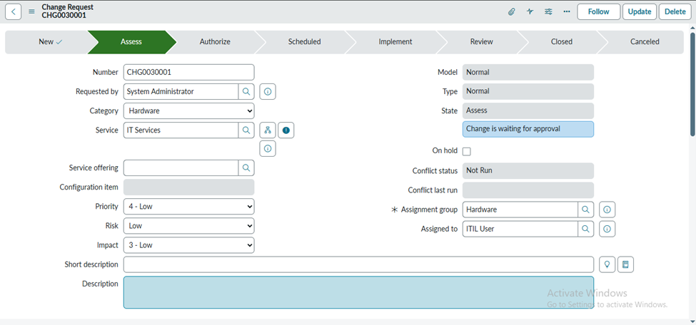 Change Management In ServiceNow
