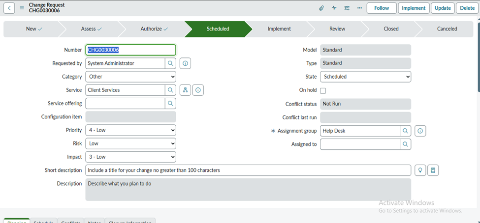 Change Management In ServiceNow