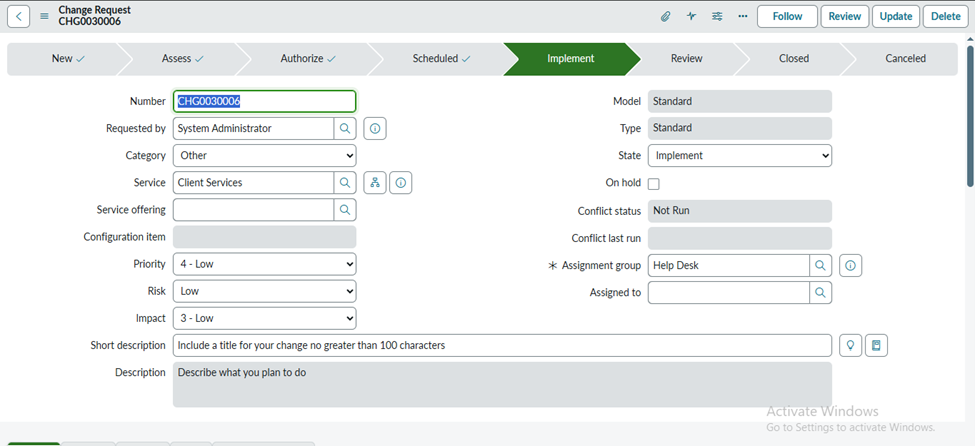 Change Management In ServiceNow