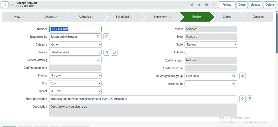 Change Management In ServiceNow