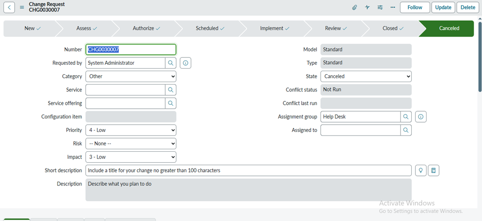 Change Management In ServiceNow