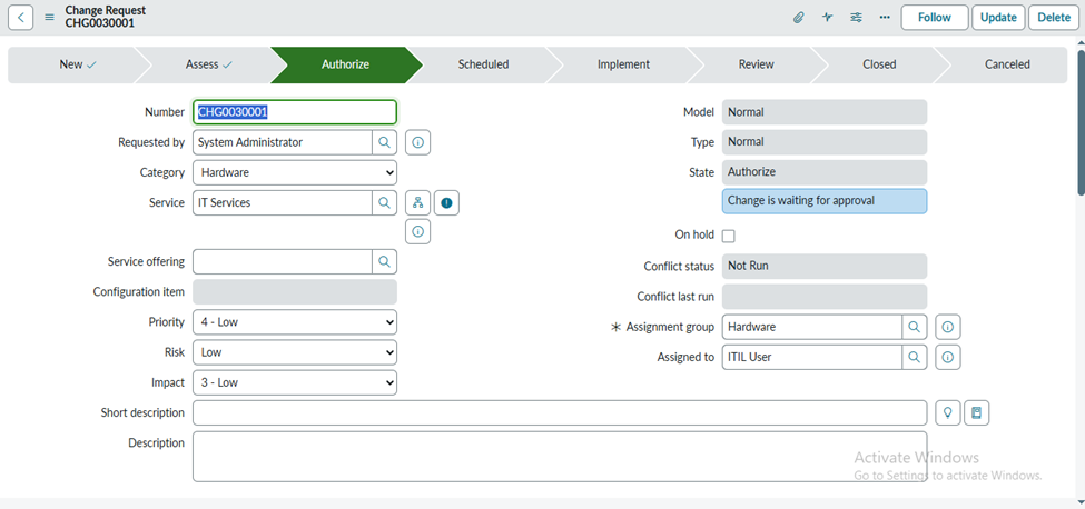 Change Management In ServiceNow