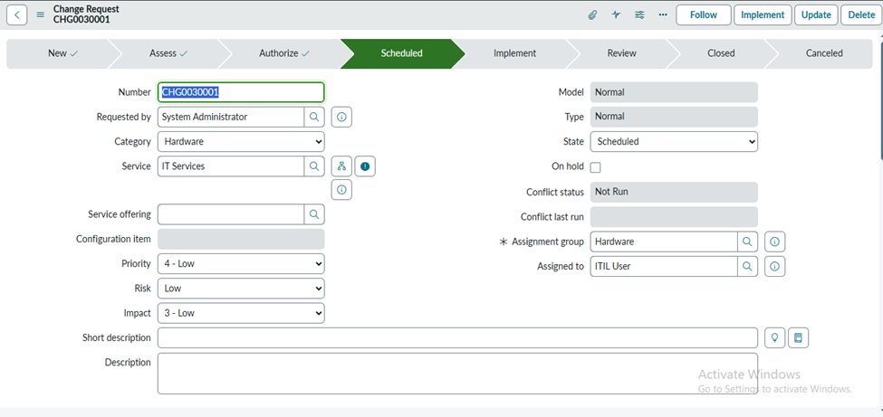 Change Management In ServiceNow