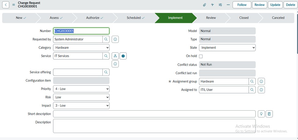 Change Management In ServiceNow