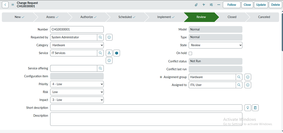 Change Management In ServiceNow