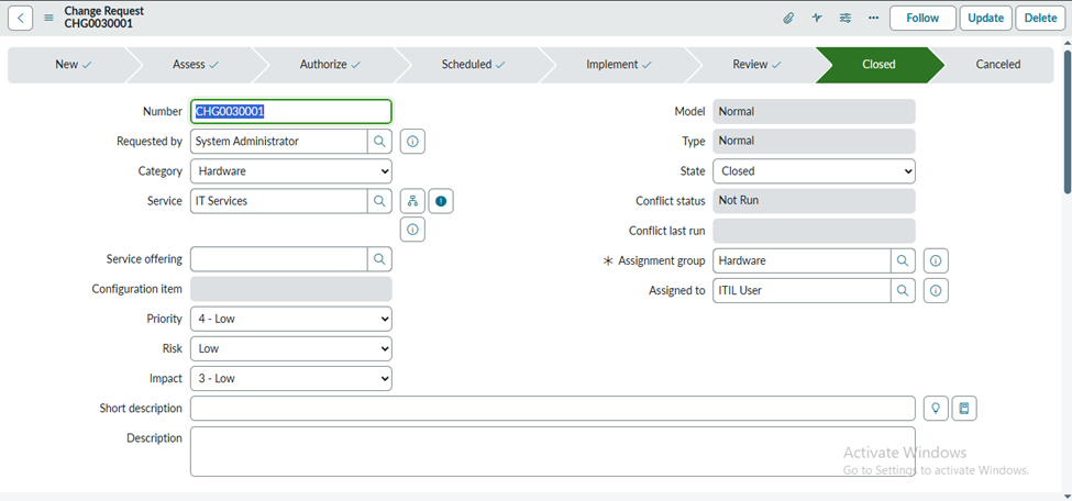 Change Management In ServiceNow