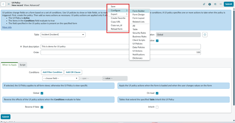 UI Policy in ServiceNow