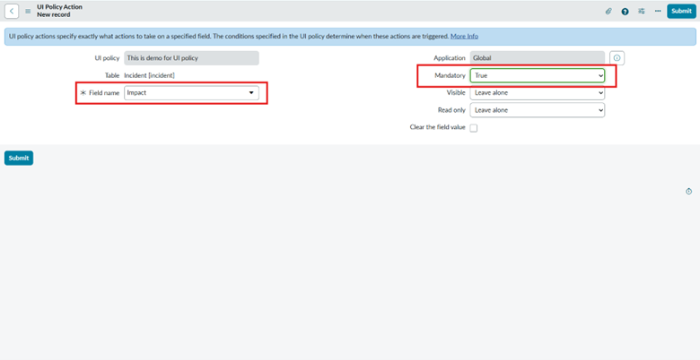 UI Policy in ServiceNow