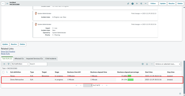Retroactive Start In SLA ServiceNow