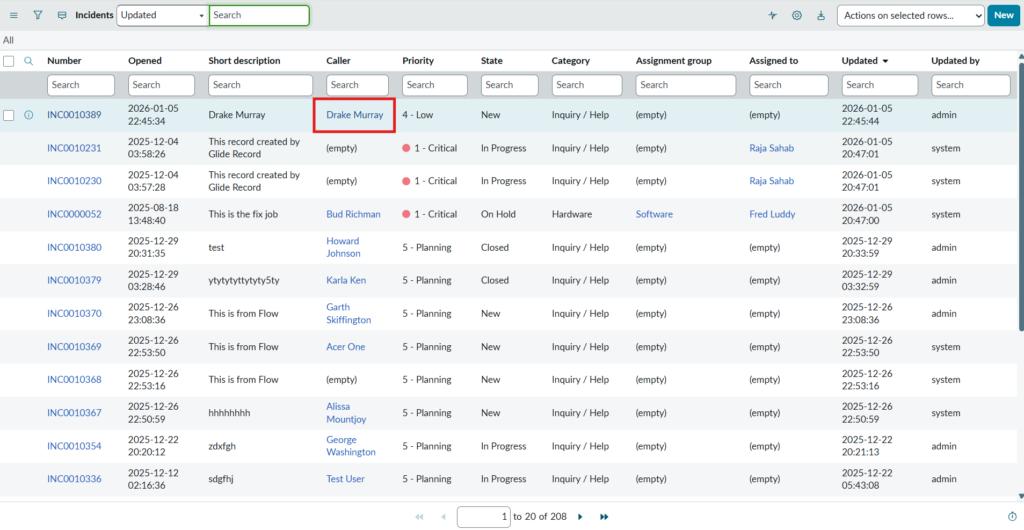 View rule in ServiceNow
