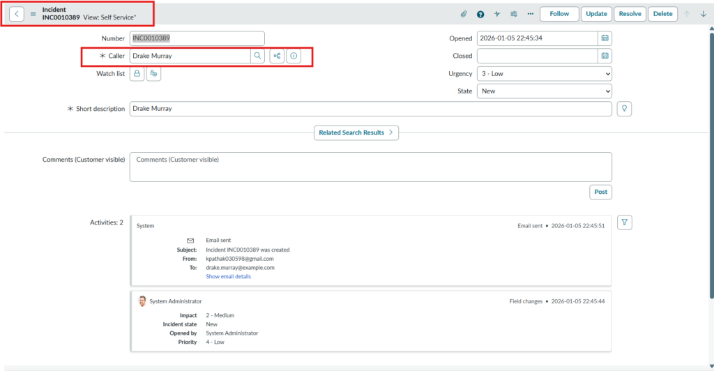 View rule in ServiceNow