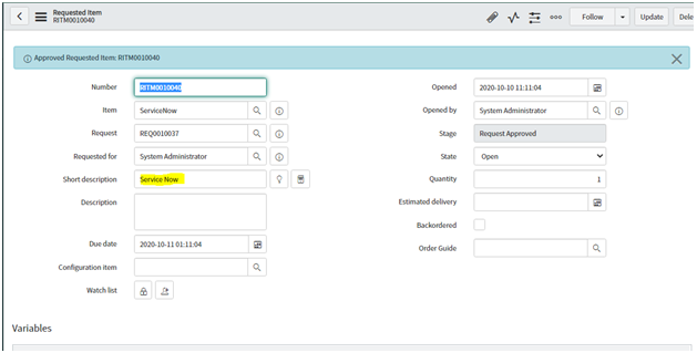 Workflow in ServiceNow