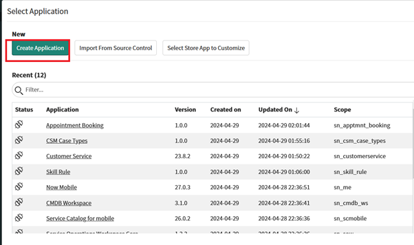 custom scoped application in servicenow