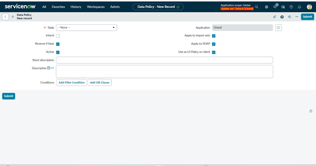 Data policy in ServiceNow