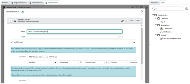 Workflow in ServiceNow